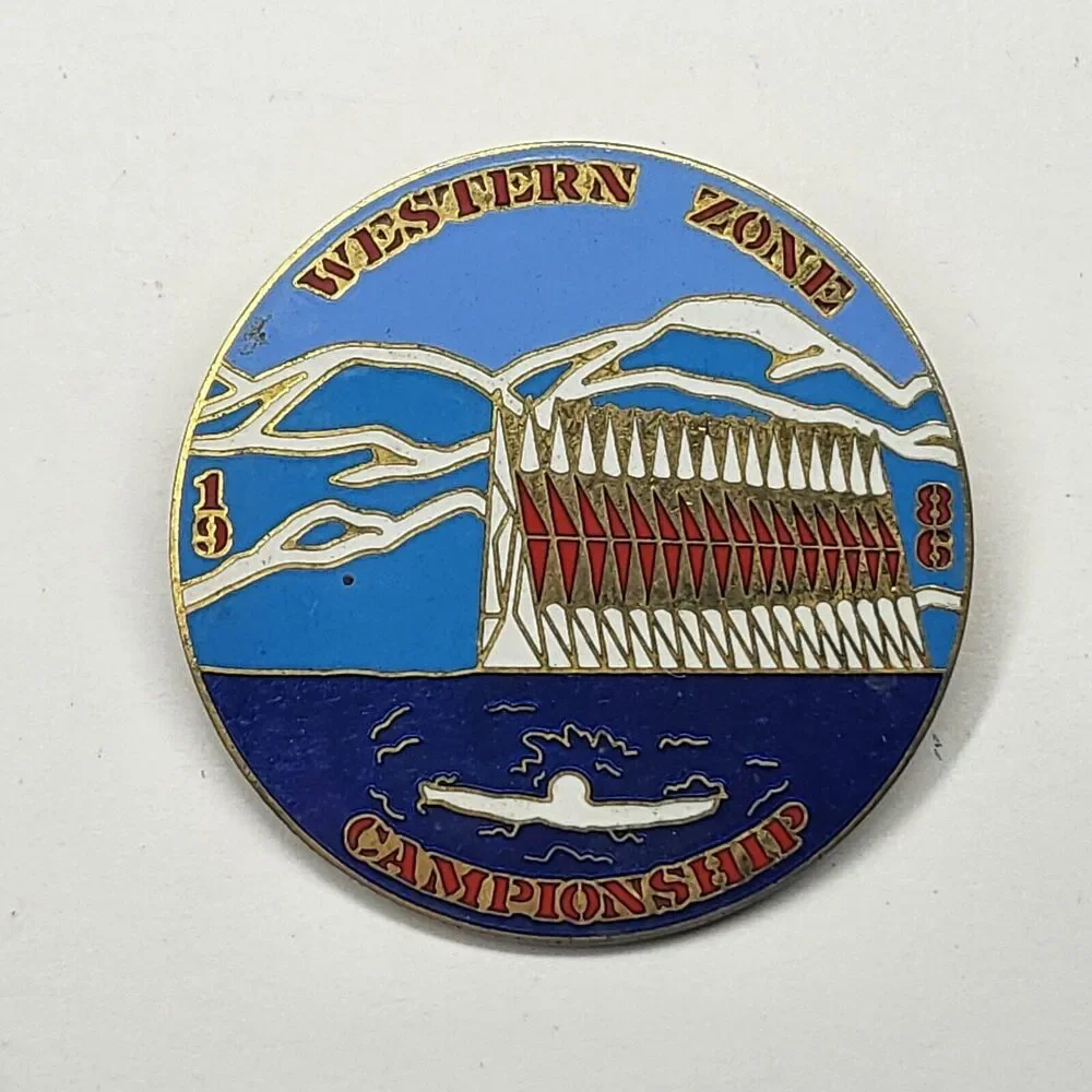 Western Zone Championship 1986 USA Swimming Colorado Springs Enamel Pin Vintage